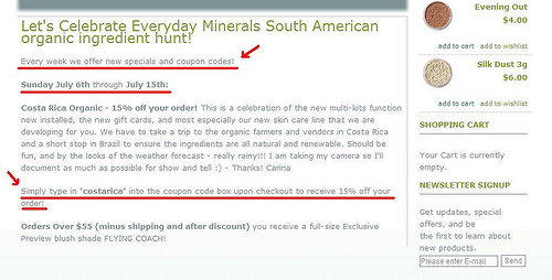 Dica de desconto na Everyday Minerals (obrigada, Dani - Teresópolis/RJ)