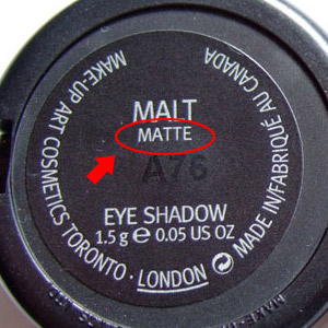 Descrição dos acabamentos das sombras MAC